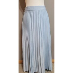 PrettyGarden Baby Blue Pleated Midi Skirt